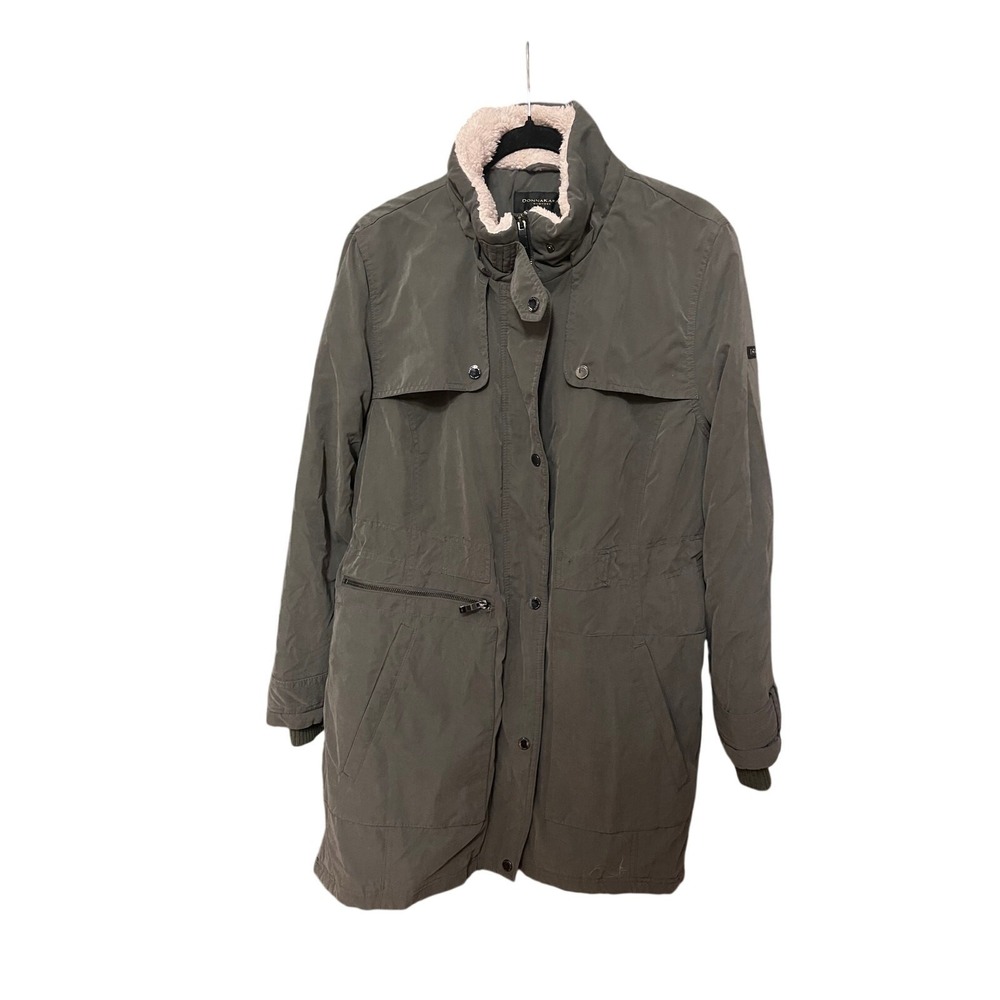 Donna Karan New York DKNY Parka Army Green w/Cream Fleece Collar - XL